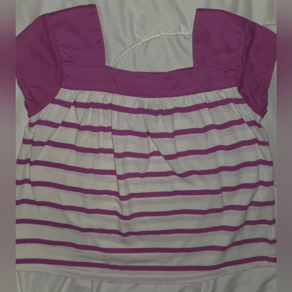 GAP Purple and White Striped Short Sleeve Tee